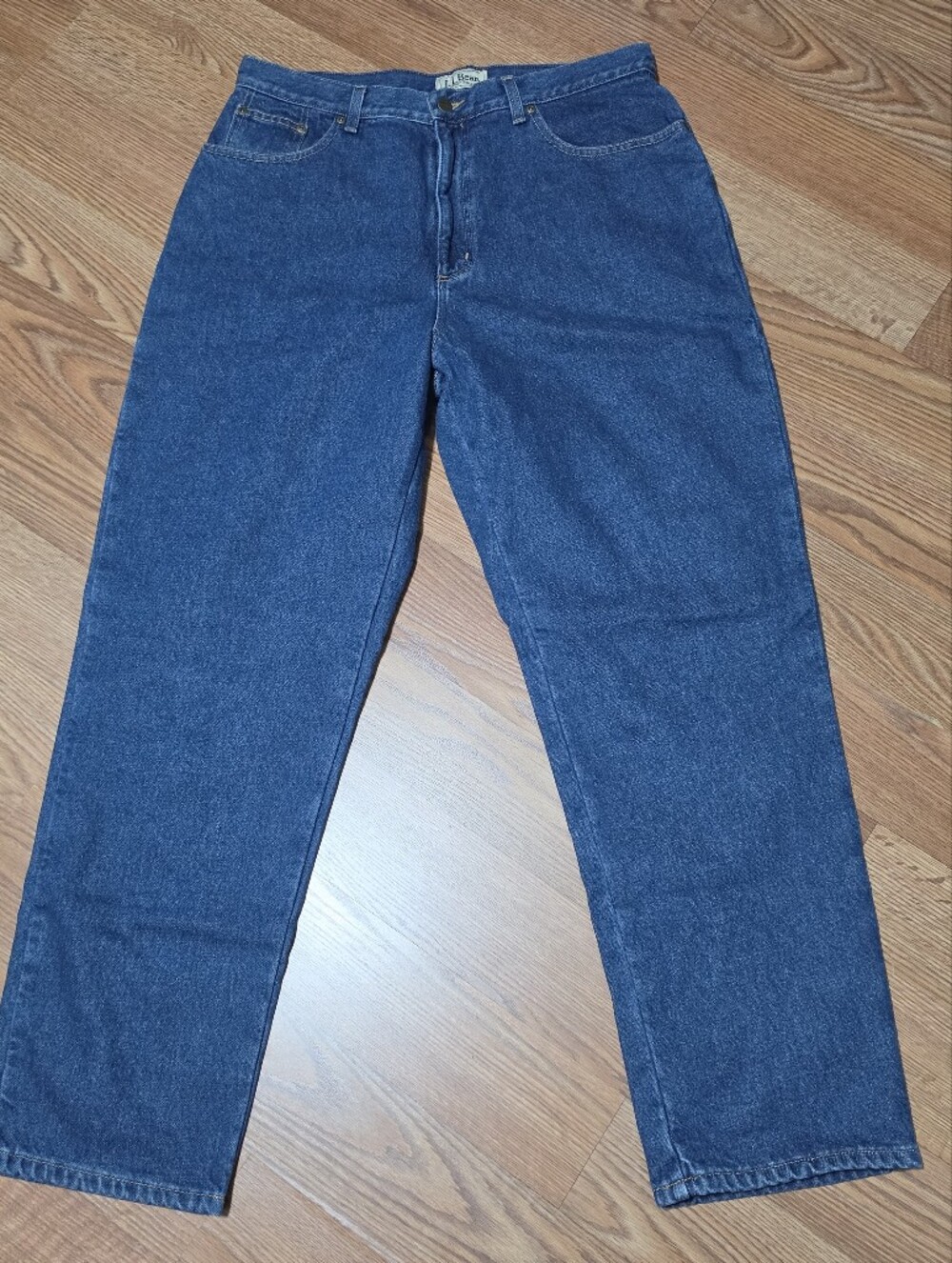 LL BEAN Classic Straight-Leg Flannel Lined Jeans — Dark Blue